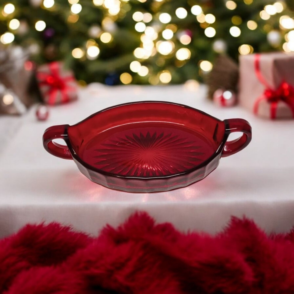Vtg Imperial Glass Co. Relish Dish, Red